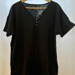 (2) Knox Rose Classic Relaxed Fit Short-sleeve V-Neck Shirts, Large, Black